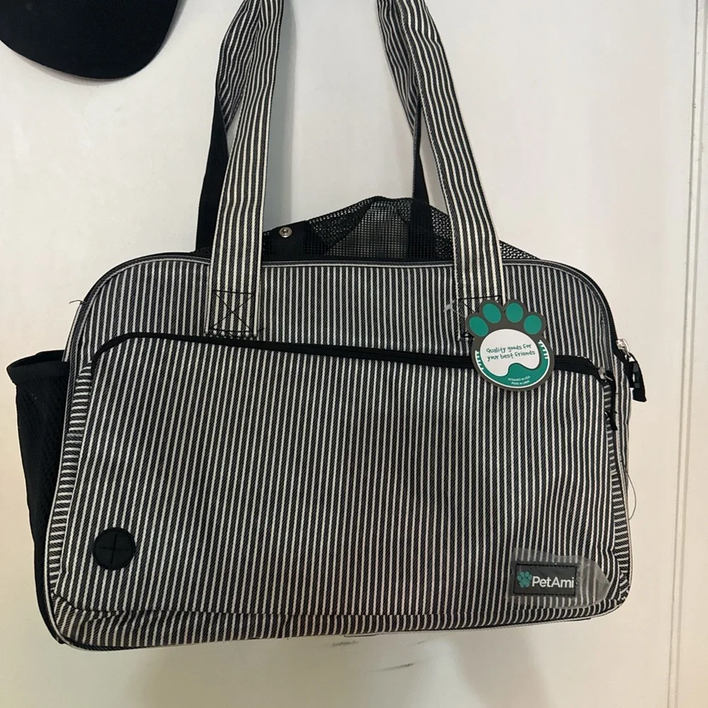 PetAmi Black and White Striped Bag